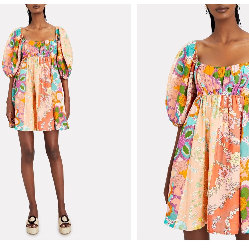NWT Zimmermann Lola Floral Puff Sleeve Mini Dress